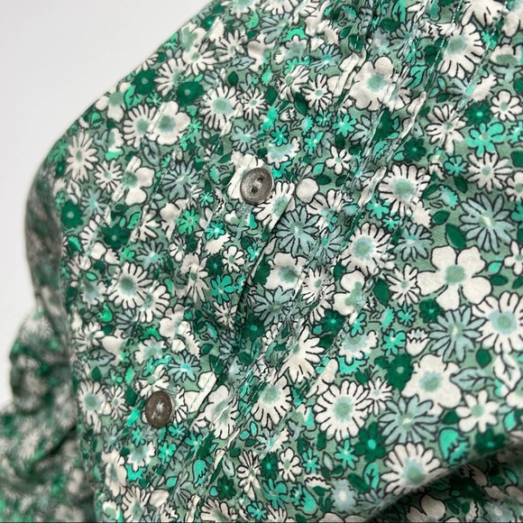 Carter's 3T Girls Green Floral Dress Cotton Metal Buttons - Picture 3 of 5